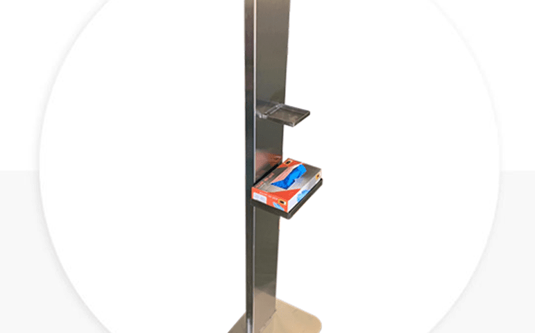 Sanitizing Gel Stand in Stainless Steel with Gloves Compartment - Stainless Steel | Cmp srl ©