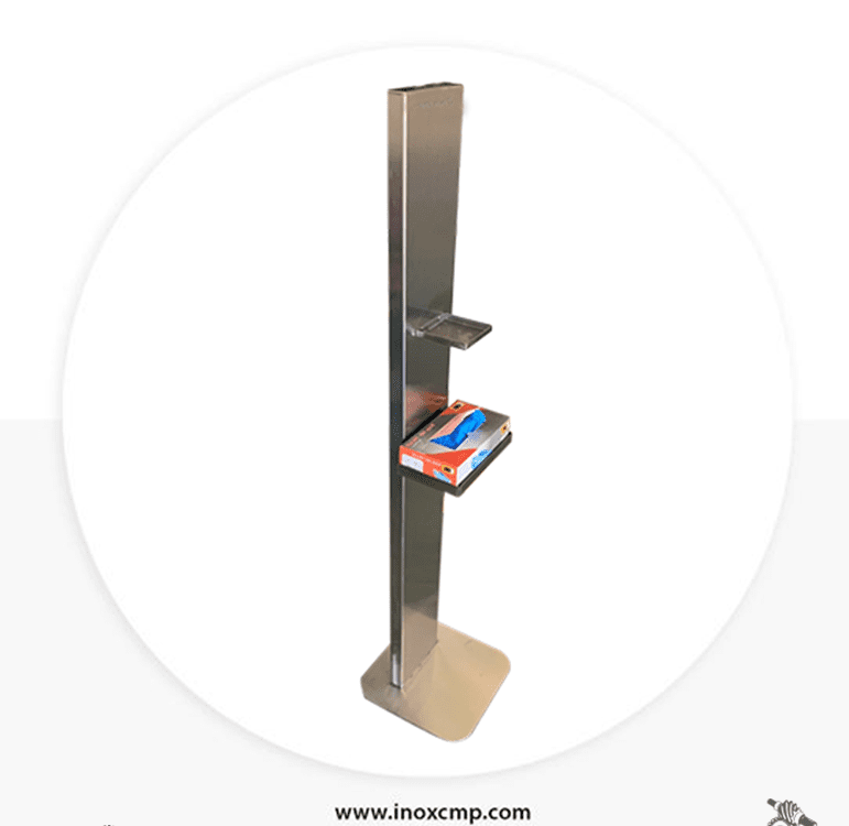 colonnina-piantana-porta--gel-dispenser-igienizzante-in-acciaio-inox-con-porta-guanti-inoxcmpsrl-01