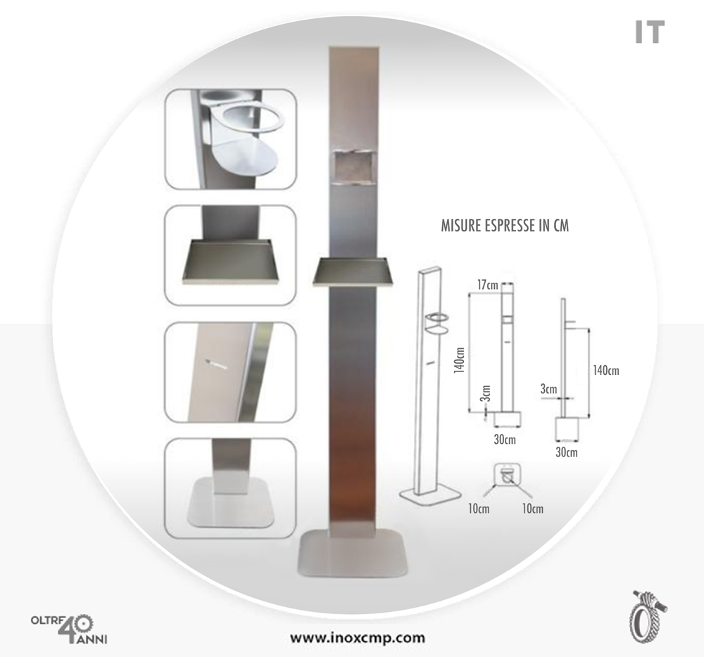 colonnina-porta-dispenser-igienizzante-inox-cmp-srl